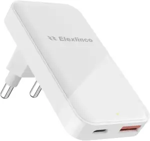 USB C Ladegerät 35W, Elexlinco 2-Port Schnell Kompakt Netzteil, PD 3.0 USB C Power Adapter Ladestecker Kompatibel für iPhone, iPad, Samsung Galaxy, Nexus, HTC, Motorola, LG und Viele Mehr (Weiß)