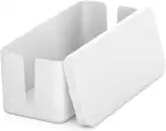 deleyCON Kabelmanagement Box Kabel Organizer Box Kabelkasten 32,7cm x 13,5cm x 12,5cm Robuster Kunststoff 2 Seitliche Kabelführungen Schutz und Sicherheit Weiß
