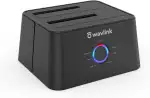 WAVLINK Dual Bay SATA zu USB3.0 / USB C Externe Festplatten Docking Station für 2,5 oder 3,5-Zoll-HDD, SSD mit Festplatten Kopierer/Klone-Funktion- Schwarz