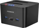 FIDECO Docking Station für 2 SATA-Festplatten, USB 3.0, Klonfunktion, 2,5-Zoll- und 3,5-Zoll-Festplatte, SSD, SATA-Festplatte