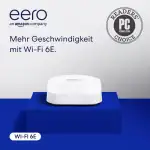 Amazon eero Pro 6E Mesh-WLAN-Router | 2,5-Gbit/s-Ethernet | Bis zu 190 m² Abdeckung | Für Verbindungen mit über 100 Geräten | Ideal für Streaming, Arbeit und Gaming | Einzelpack | 2022