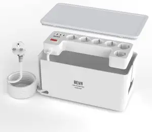 Kabelbox mit Verdeckte Steckdosenleiste 3680W/16A + 1050J Überspannungsschutz + 