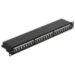 FGB CAT 7 Patchpanel Verteilerfeld 24 Port - 19" Zoll Rackeinbau Servermontage RJ45 Geschirmt - Patchpanel Geschirmt Netzwerk-Patchpanel für Gigabit-Netzwerk-Switch