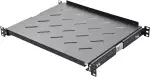 Fachboden ausziehbar für Netzwerkschrank 19 Zoll I Server Rack Ablagefach 483 x 350 x 45 mm I Ausziehboden zum Festeinbau ab 450 mm Tiefe I Lochblech schwarz I Hohe Traglast