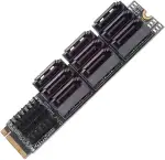 xiwai NGFF NVME M-Key PCI Express M.2 zu SATA 3.0 6Gbps 9 Ports Adapter Konverter Festplattenerweiterungskarte 2280 für NAS-Computer