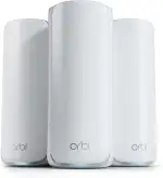 NETGEAR Orbi Serie 770 | Mesh WiFi 7 System | RBE773 | Mesh WiFi 7 Router und 2 Satelliten | Bis zu 11 Gbit/s | Abdeckung bis 540 m² | 100 Geräte | 2,5-GB-Internetport | Tri-Band BE11000 | 3 Pack