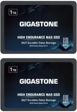 Gigastone NAS SSD 1TB SSD Festplatte (2er-Pack) TLC Hohe Dauerhaltbarkeit SSD für 24/7 Dauerbetrieb NAS-Systeme RAID 2,5 Zoll SATA III Internes Festkörper-Laufwerk SSD Caching