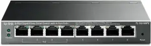 TP-Link TL-SG108PE Managed PoE Switch, 8 Port Gigabit Network Switch mit 4 PoE+ 