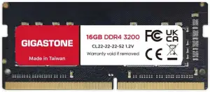 [DDR4 RAM] Gigastone Laptop RAM 16GB DDR4 Ram 16GB DDR4-3200MHz PC4-25600 CL22 1.2V SODIMM 260 Pin/Polig Ungepuffert Nicht-ECC Computer Speicher RAM (Nur Notebook/Laptop)