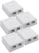 kwmobile 5x CAT 6A Aufputz Netzwerkdose 2 Port - RJ45 Buchse 10 Gbit/s - Netzwerk LAN Aufputzdose - Netzwerkkabel Internetdose Set in Weiß