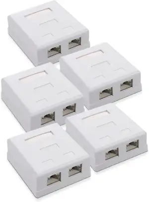kwmobile 5x CAT 6A Aufputz Netzwerkdose 2 Port - RJ45 Buchse 10 Gbit/s - Netzwer