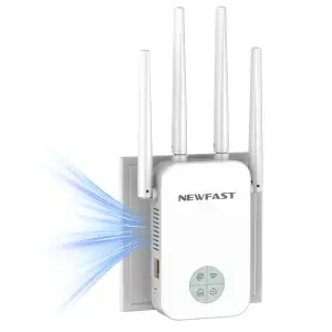 NEWFAST WLAN Verstärker,1200Mbit/s Dual Band WLAN Extender with WPS,4X Swivellin