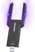 COMFAST WLAN Stick, 5400Mbps USB WLAN Adapter USB 3.0 WiFi6 Tri-Band Con High-Gain Dual Antenna, OFDMA & MU-MIMO, WPA3 Sicherheit, Unterstützt Windows 10/11, Plug and Play
