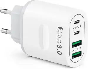 USB C Ladegerät, 4-Ports Mehrfachstecker 60W USB C Power Adapter USB Stecker PD 3.0 Schnellladegerät Netzteil USB Schnellladestecker für iPhone 16 15 14 13 12 11 Pro Max, iPad, Samsung,Handys