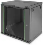 DIGITUS Netzwerkschrank - 19 Zoll Rack - 12HE - Wandmontage - 450mm Tiefe - Traglast 60kg - Dynamic Basic Serie - Schwarz