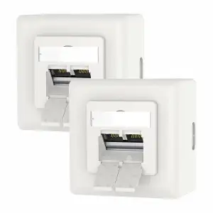 VCELINK Netzwerkdose CAT6A, 10 Gigabit 2 x RJ45 Port LAN Dose für Aufputz oder U