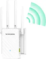 WLAN-Verstärker, 1200 Mbps Dual-Band WLAN Repeater mit 4X Antennen, 1x LAN/WLAN-Port, WPS, MU-MIMO, Signalanzeige, 3-in-1 Modus (Repeater/Router/AP) – Ideal für zu Hause & Büro