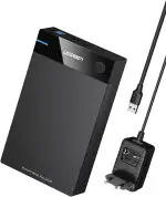 UGREEN USB 3.0 Festplattengehäuse UASP 3,5 Zoll Externes Gehäuse Case für 3.5" SATA SSD und HDD mit USB 3.0 Kabel und 12V 2A Netzteil Werkzeuglos