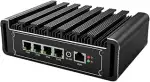 VENOEN Firewall-Software Mini-PC Celeron J6412, Router-Server, 2.5G LAN 4 Port, 16GB RAM 500GB SSD, HD, DP, USB, COM, SIM-Steckplatz, WiFi, Support WatchDog, Auto Power On, Firewall Micro Appliance