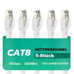 Ercielook Lan Kabel 0,75m-5 Stück - Hochgeschwindigkeits 40 Gbit/s Cat8-Netzwerkkabel für den Außen- und Innenbereich, wetterfest, UV-beständig für Router/Gaming/Modem