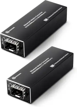 EIN Paar Gigabit Glasfaser Ethernet Medienkonverter LWL 1.25G SFP Slot zu RJ45 Kompatibel mit 100/1000BASE-SX Mini Medienkonverter FX Port Supports Hot-Swappable