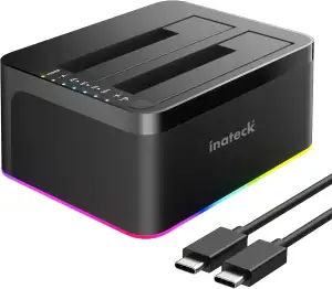 Inateck RGB USB 3.0 USB-C Port Festplatten Dockingstation mit Offline-Klonen, fü