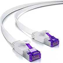 deleyCON 3,0m Flaches Cat7 Netzwerkkabel (Cat 7 mit 10 Gbit/s) Gigabit LAN - RJ4