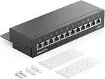 deleyCON CAT 6a Patchpanel Verteilerfeld 12 Port - Desktop & Wandmontage Geschirmt 12x RJ45 Buchs...