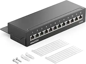 deleyCON CAT 6a Patchpanel Verteilerfeld 12 Port - Desktop & Wandmontage Geschir