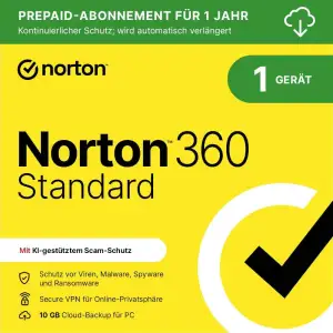 Norton 360 Standard 2026 | 1 Gerät | 1-Jahres Abonnement mit automatischer Verlä