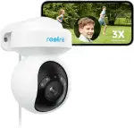 Reolink 5MP PTZ Überwachungskamera Aussen,3X Optischer Zoom, 2,4/5GHz WLAN Kamera Outdoor mit Personen-/Fahrzeugerkennung, Automatischer Verfolgung, Vollfarb-Nachtsicht, 2-Wege-Audio, E1 Outdoor