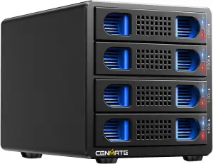 4 Schacht Festplattengehäuse mit Lüfter für 2.5/3.5“ SATA HDD/SSD mit USB A/C 3.