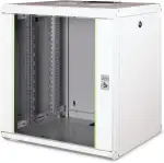 DIGITUS Netzwerk-Schrank 19 zoll 12 HE - Wandmontage - 450 mm Tiefe - Traglast 100 kg - Unique Serie - Glastür - Grau