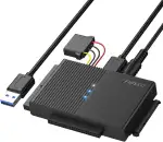 FIDECO IDE und SATA Adapter, USB 3.0 Festplatten Adapter mit Netzschalter, SATA und IDE Konverter für 2.5" und 3.5" HDD oder SSD, CD-ROM, CD-RW, DVD-RW Laufwerke