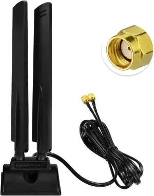 Eightwood Tri Band WiFi 6E Antenne RP-SMA WLAN Antenne Magnetfuß mit 200cm Verlä