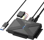 USB 3.0 auf IDE- und SATA-Adapter, externer Festplattenadapter für universelle 2,5 oder 3,5 Zoll SATA oder IDE HDD SSD Festplatte, IDE- und SATA-Konverter mit 12 V Netzadapter