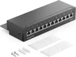 deleyCON CAT 6 Patchpanel Verteilerfeld 12 Port - Desktop & Wandmontage - Geschirmt - 12x RJ45 Bu...