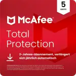 McAfee Total Protection 2026 (5 Geräte) | Virenschutz, VPN, Betrugsschutz, Sicherheitssoftware, Identitätsüberwachung | 2-Jahres-Abonnement mit automatischer Verlängerung | Download