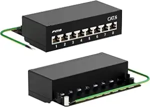 FGB CAT 6 Patchpanel Verteilerfeld 8 Port und 8X Geschirmt RJ45 Buchse - Tisch/Wandmontage/Deskto...