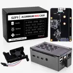 GeeekPi Raspberry Pi 4 Aluminium NAS Gehäuse Mit PWM Lüfter und M.2 SATA SSD Adapterplatine - Passives Aluminiumgehäuse Mit 3510 Ultra-Quiet Lüfter für Model B 2GB 4GB 8GB