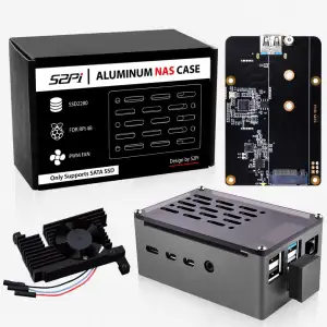 GeeekPi Raspberry Pi 4 Aluminium NAS Gehäuse Mit PWM Lüfter und M.2 SATA SSD Ada