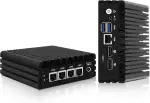 CWWK Mini PC Firewall Micro Appliance, Pentium J3710, 4 Port i225 2.5GbE LAN, OPNsense Hardware Mini Computer, Fanless PC, DDR3L 8GB RAM 128GB SSD, AES-NI, Console COM, HD, DP