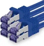1aTTack.de Cat.7 Netzwerkkabel 0,5m - Blau - 5 Stück - Cat7 Patchkabel (SFTP/PIMF/LSZH) Rohkabel 10 Gb/s mit Rj 45 Stecker Cat.6a - 5 x 0,5 Meter Blau