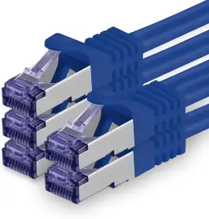 1aTTack.de Cat.7 Netzwerkkabel 0,5m - Blau - 5 Stück - Cat7 Patchkabel (SFTP/PIM