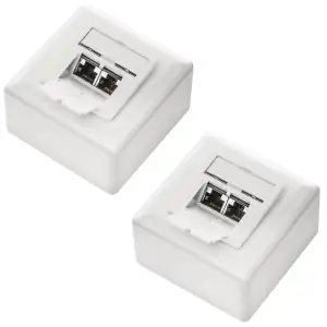deleyCON 2x CAT6 Universal Netzwerkdose - 2x RJ45 Port - Geschirmt - Aufputz oder Unterputz - 1 Gigabit Ethernet Netzwerk - EIA/TIA 568A&B - Weiß