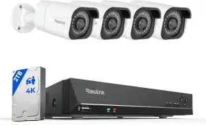 Reolink 4K Überwachungskamera Aussen Set, 8CH Videoüberwachung mit 4X 8MP PoE IP Kamera und 2TB HDD NVR für 24/7 Aufnahme Innen Outdoor, Personenerkennung und Fahrzeugerkennung, IP67, RLK8-800B4