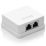 deleyCON 1x CAT 6a Netzwerkdose - 2x RJ45 Buchse, FTP Geschirmt, Aufputz Montage, 10 Gbit - Ethernet Netzwerk LAN Dose RAL 9003 - Weiß