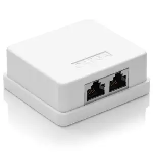 deleyCON 1x CAT 6a Netzwerkdose - 2x RJ45 Buchse, FTP Geschirmt, Aufputz Montage