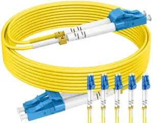 LWL Patch-Kabel - OS2 LC auf LC Glasfaser-Kabel 1 m - Singlemode Duplex LSZH 9/125µm 10 GBit/s Gelb - Optionen 0,5 m~60 m, 5pack