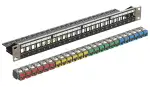 FGB 10Gbps 24 Port CAT7 Patchpanel 24x Farbig Cat7 Keystone Module, 19" Zoll Rackeinbau RJ45 LAN Netzwerk 600 MHz Verlegekabel für Gigabit-Netzwerk-Switch